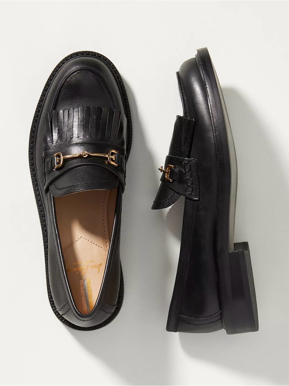 Sam Edelman Cammi Loafers Womens 7.5 Black Leather Horsebit Fringe Shoes